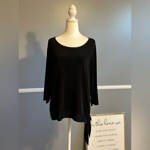 Chico's Travelers Black Blouse Top Shirt with Waist‎ Tie US Size Medium